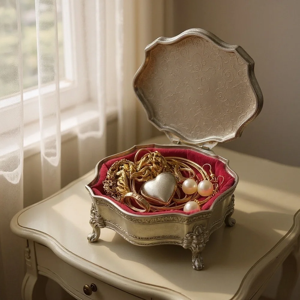 Vintage Lion Crest Jewelry Box w/Lion Claw Feet international Silver Co.